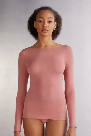 intimissimi Camiseta con cuello barco en cashmere de manga Larga Mujer Tamaño L