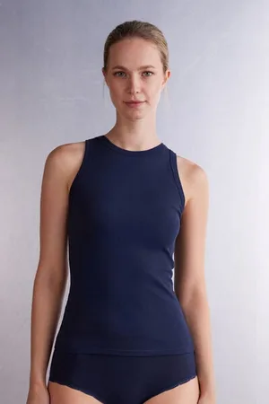 intimissimi Camiseta de Tirantes de Canalé de Algodón Superior Mujer Tamaño L