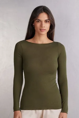 intimissimi Camiseta con cuello barco en cashmere de manga Larga Mujer Tamaño S
