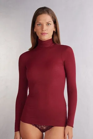 intimissimi Camiseta de Manga Larga de Cuello Alto de Cashmere Ultraligero de Modal Mujer Tamaño M