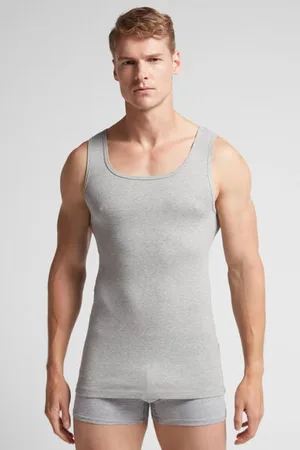intimissimi Camiseta sin mangas de hombre en algodón superior con canalé Hombre Tamaño S