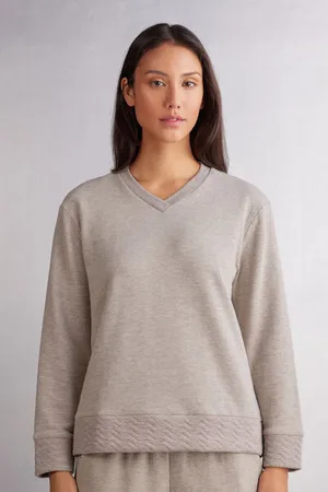 intimissimi Camiseta Manga Larga Cuello de Pico Soft Chevron Mujer Tamaño L