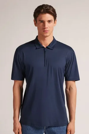 intimissimi Polo de Manga Corta con Cremallera de Algodón Premium Mercerizado Hombre Tamaño L