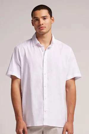 intimissimi Camisa de Manga Corta en Lino y Algodón Hombre Tamaño XXL
