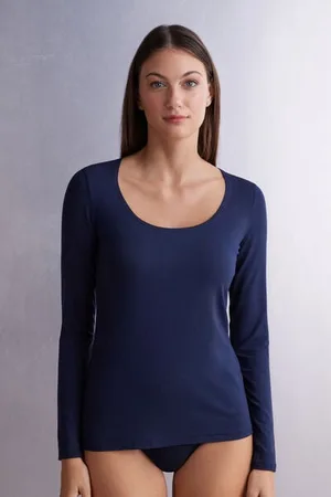 intimissimi Camiseta de Manga Larga y Escote Redondo de Micromodal Mujer Tamaño M