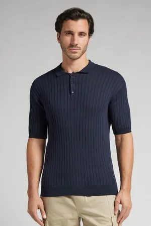 intimissimi Polo de Manga Corta de Punto de Algodón de Canalé Hombre Tamaño M
