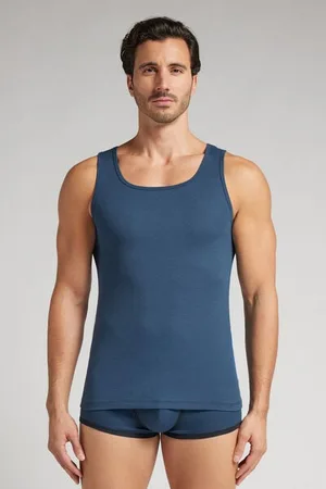 intimissimi Camiseta sin mangas de hombre en algodón superior con canalé Hombre Tamaño L