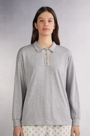 intimissimi Polo de Manga Larga Algodón Superior Dusty Flower Mujer Tamaño L