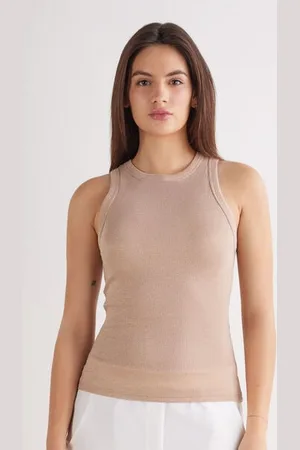 intimissimi Camiseta de Tirantes de Canalé de Algodón Lamé Mujer Tamaño L