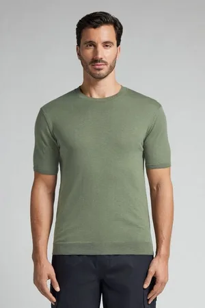 intimissimi Camiseta de Punto de Algodón Jaspeado Hombre Tamaño XL
