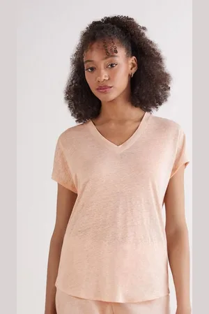 intimissimi Camiseta de Manga Corta con Escote de Pico de Lino Mujer Tamaño M
