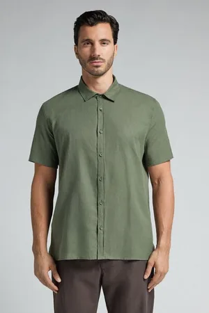 intimissimi Camisa de Manga Corta en Lino y Algodón Hombre Tamaño M