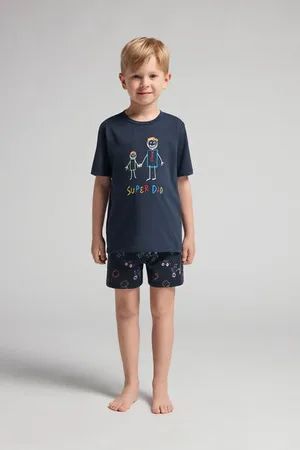 intimissimi Pijama Corto Niño de Algodón Super Dad Niño Tamaño 6-7