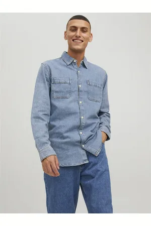 Jack & Jones Hombre Jjesheridan Shirt L/s Camisa vaquera,Azul (Medium Blue  Denim Fit:Slim),X-Small : : Moda