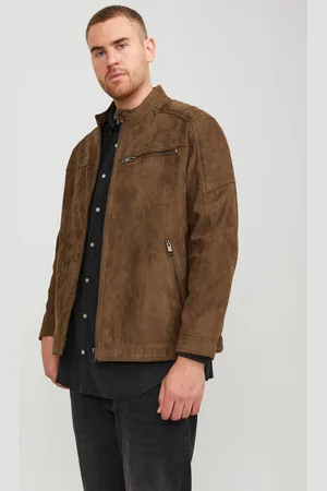 JACK & JONES Plus Size Chaqueta Estilo Biker De Cuero Sintético