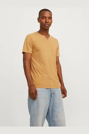 JACK & JONES Camiseta Efecto Mélange Cuello Dividido