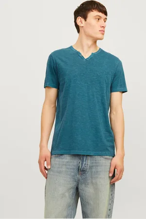JACK & JONES Camiseta Efecto Mélange Cuello Dividido