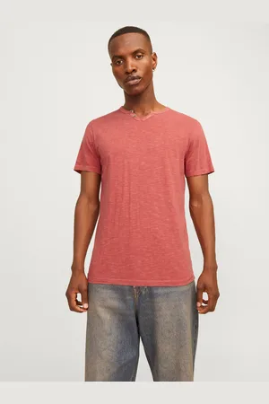 JACK & JONES Camiseta Efecto Mélange Cuello Dividido