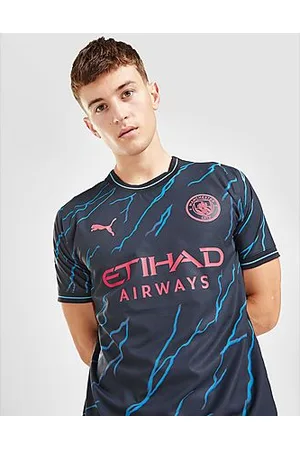 Camiseta de Manga Larga Juvenil Réplica de La Primera Equipación Del Man  City 21/22 PUMA de color Azul