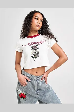 ED HARDY Camiseta Skull Diamante Ringer