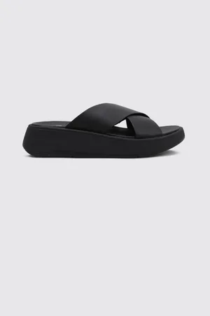 FitFlop F-MODE LEATHER FLATFORM CROSS SLIDES 36
