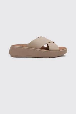 FitFlop F-MODE LEATHER FLATFORM CROSS SLIDES 36