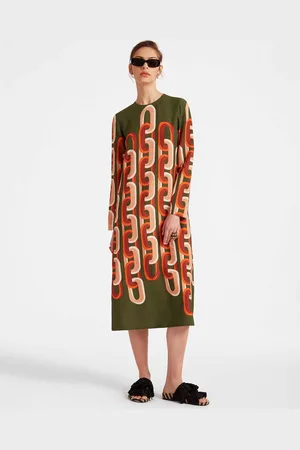 La DoubleJ Long Sleeve Midi Swing Dress - Mujer Vestidos L