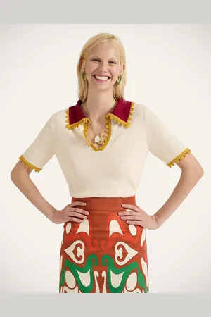 La DoubleJ Picket Polo Top - Mujer Camisas Y Tops L