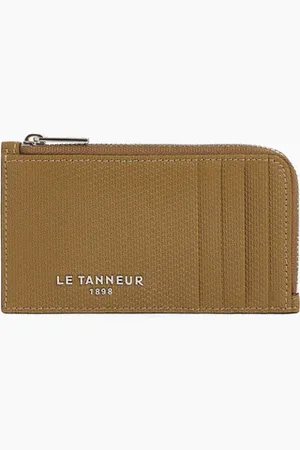 Le Tanneur Tarjetero ancho con cremallera Emile de piel signature T