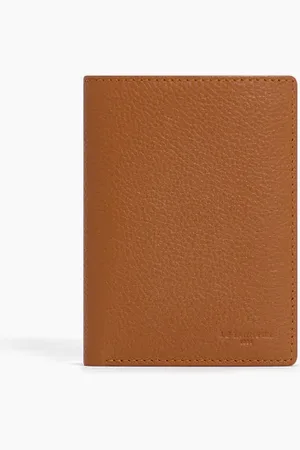Le Tanneur Cartera vertical mediana de 2 secciones con cremallera de piel texturizada