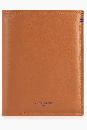 Le Tanneur Cartera vertical mediana con cremallera de 2 secciones Martin de piel lisa