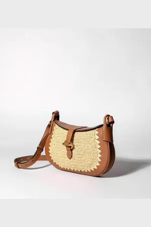 Le Tanneur Bolso bandolera pequeño Pia efecto rafia y cuero liso