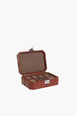 Le Tanneur Estuche de cuero para 6 relojes y gemelos
