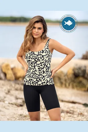 LEONISA Bañador tankini camiseta + short largo elaborado en PET reciclado
