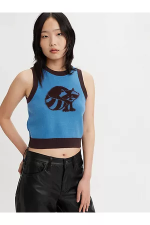 Levi's Mujer De Punto - Chaleco de punto Deja Vu Multicolor / Raccoon Intarsia Vallarta Blue & Chocolate Plum