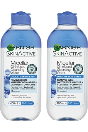 Garnier Micellar Water Facial Cleanser Delicate Skin and Eyes 400ml Duo Pack