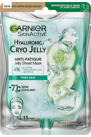 Garnier Anti-Fatigue Hyaluronic Acid and Icy Cucumber Cryo Jelly Face Mask 27g