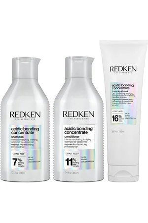 Redken Acidic Bonding Concentrate Shampoo, Conditioner and 5-Minute Liquid Hair Mask Bond Repair Bundle
