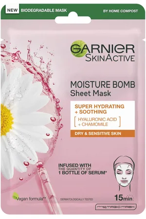 Garnier Moisture Bomb Camomile Hydrating Face Sheet Mask for Dry and Sensitive Skin 28g