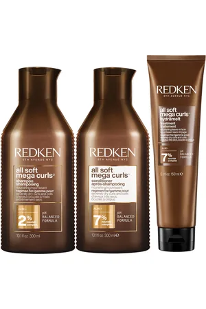 Redken Set de rutina hidratante y nutritiva intensiva All Soft Mega Curl para cabello rizado y ondulado de