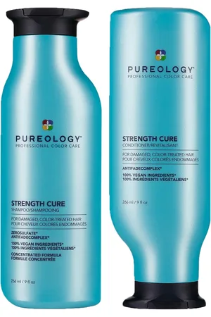 Pureology Strength Cure Shampoo and Conditioner Bundle for Damaged Hair, Sulphate Free for a Gentle Cleanse with Vegan Formulas
