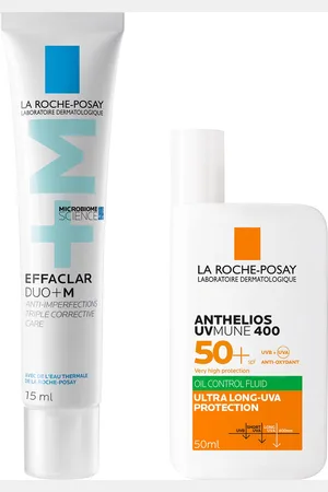 LA ROCHE-POSAY Breakout-Fighting Daily Defense Set: Effaclar Duo+M Corrective Care and SPF50+