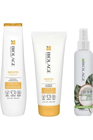 Biolage Smooth Proof Shampoo and Conditioner and All-in-One Coconut Infusion Multi-Benefit Leave-in Hair Spray Bundle