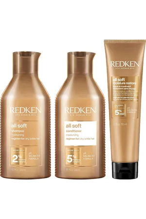 Redken Rutina de champú, acondicionador y sin aclarado All Soft para cabello seco de