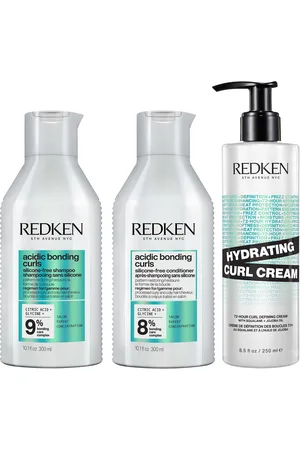 Redken Acidic Bonding Curls Shampoo Conditioner and Hydrating Curl Cream for Restoring Damaged Curls and Coils