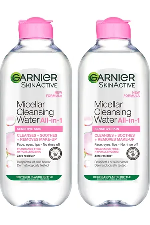 Garnier Micellar Water Facial Cleanser Sensitive Skin 400ml Duo Pack