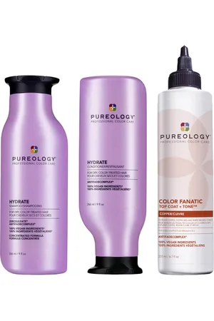 Pureology Hydrate Shampoo, Conditioner and Top Coat & Tone Routine for Neutralising and Hydrating Copper Hair