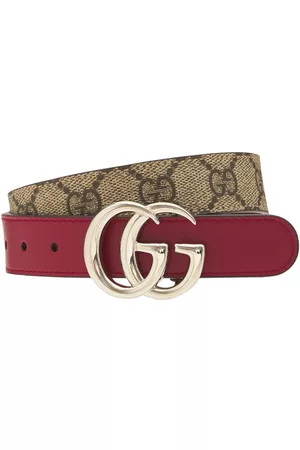Gucci | Niña Cinturón Gg De Piel Sintética /rojo 50 Cm
