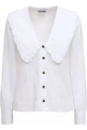 GANNI | Mujer Camisa De Popelina De Algodón Orgánico 32