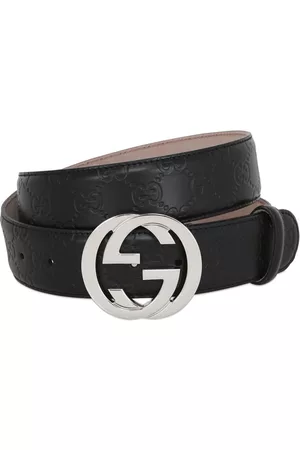 Gucci | Hombre Cinturón "gg" De Piel Con Logo 40mm 80
